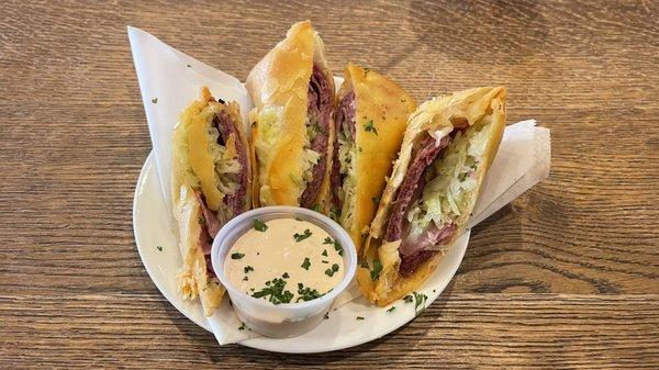 Reuben egg rolls