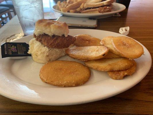 Chicken biscuit is smaller than McDonalds but fatter. I can not recommend the home fries enough.