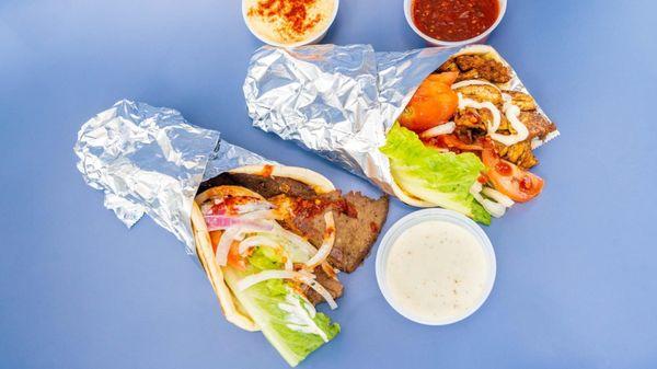 Beef, Gyro wrap, chicken, Shawarma wrap