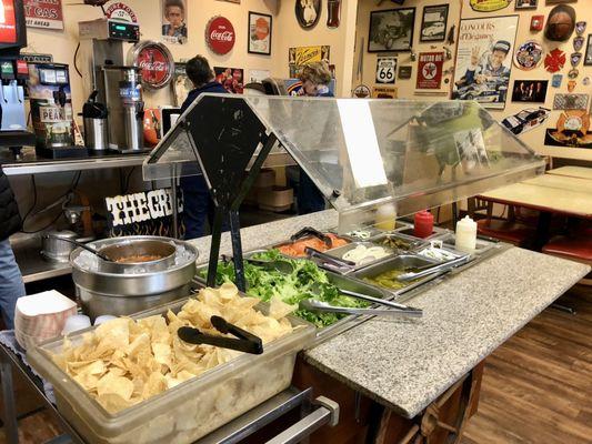 Salsa & chip bar with sandwich fixings