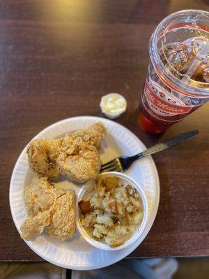 2 Pc. Fried Chicken, Hash Browns