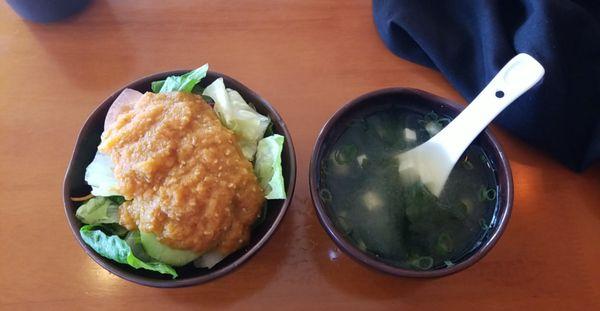 Salad and soup with lunch special