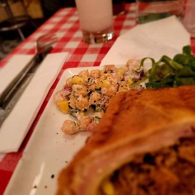 Salad and chickpeas from the cuban sandwich