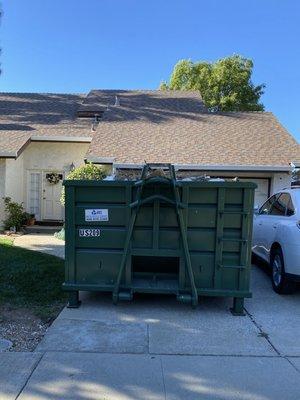 20 cubic yard on a standard driveway! Dimensions: 4.5ft H x 8ft W x 16ft L