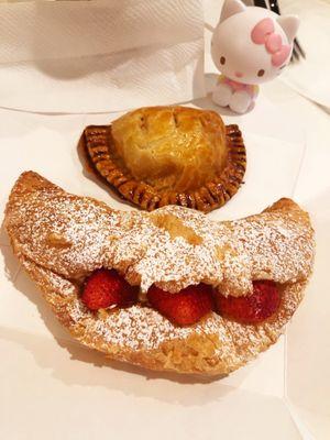 Chicken Turnover + Strawberry & Cream Croissant