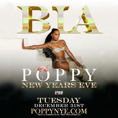 New Year's Eve 2025 with BIA at Poppy Nightclub in Los Angeles - poppynye.com