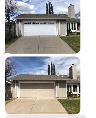 Bottom pic is what our door looked like and at the top is our brand new door which we love