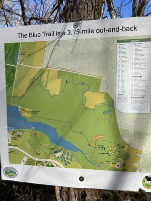 A fairly incomplete map of the Blue Trail that's posted on the trail itself.  Many of the alternate side trails are missing.