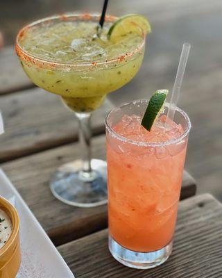 Jalapeño margarita and watermelon margarita