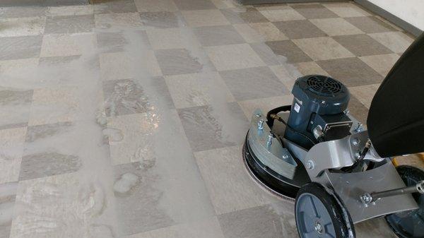 VCT Floor Stripping. No chemicals! Just water