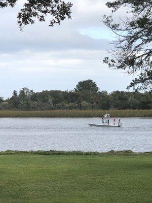 You can watch boats small and large coming and going on the Intracoastal Waterway.