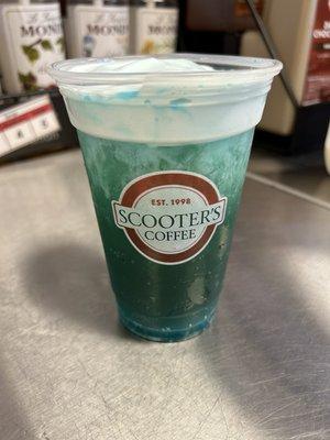 Blue Raspberry Energy Infusion topped with Blue Raspberry Cold Foam