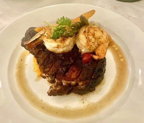 Grilled Pork chop with Shrimp