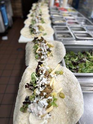 Preparing Falafel wraps