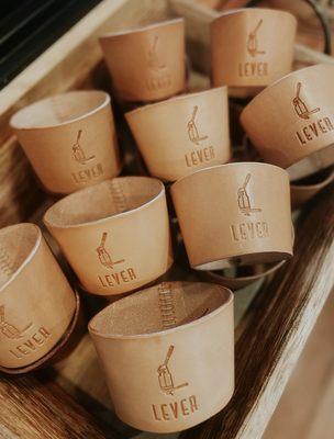 Handmade:
*Heritage coffee
*Ceramic cups
*And now custom leather sleeves by @markrichdesign
We are completely swooning over here!