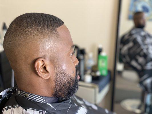 Bald Fade with razor line up by Kisa