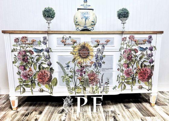 We can artistically enhance your furniture with transfers, decoupage, castings or paint