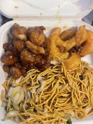 Panda Express- 12/17/24 (delivery though app) Chow Mein - original orange chicken and honey walnut shrimp