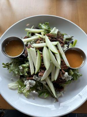 Nonna's Salad...spicy pecans, Granny Smith apple slices with blue cheese crumbles.  Absolutely delicious!