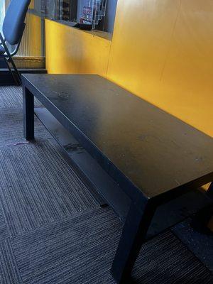 Table in waiting area not cleaned