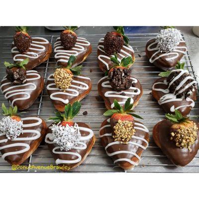 Chocolate covered organic STRAWBERRY donuts with or without cream filling