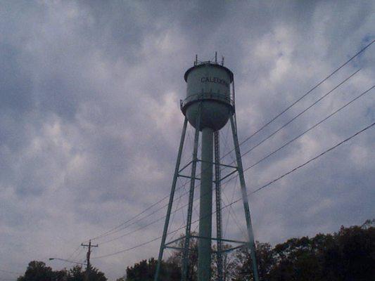 Look for the Caledonia Water Tower across the street.