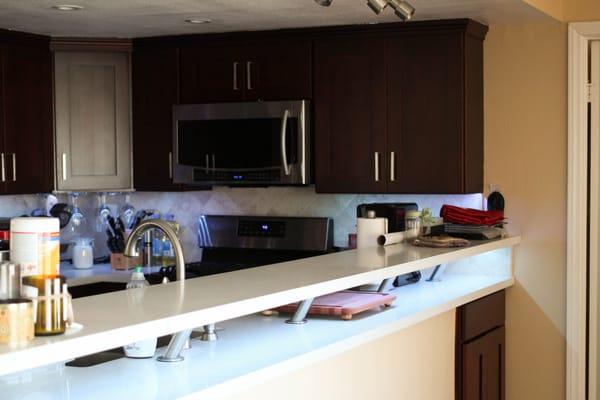 Under cabinet and under bar LED lights with full RGB control, masked wiring