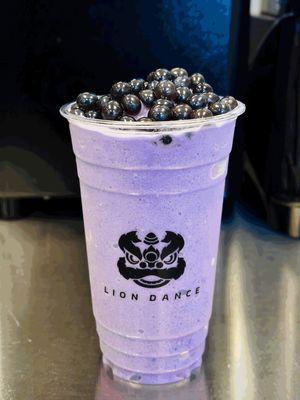 Taro Smoothie with Blueberry Popping