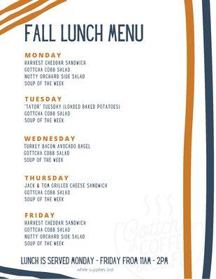 Fall Lunch Menu