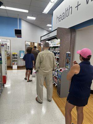 Always long lines don't care or respect customers time.  This is the new norm for health care.