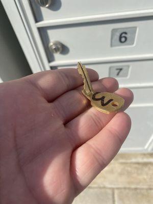 The key I was given to open the box to get my packages