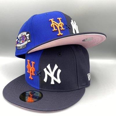 New York Yankees x Mets Duel Subway Series Side Patch New Era MLB 59FIFTY Fitted Cap Pink Bottom