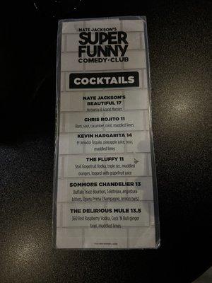 Cocktail menu