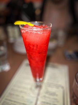 TEQUILA MOCKINGBIRD milagro silver tequilla, licor 43, lemon juice, raspberries, lemon-lime soda