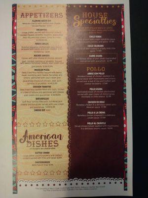 Menu as of January 2024