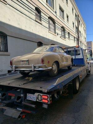 1970 Karmann Ghia which was towed from 430 Chestnut to 330 Chestnut. Approximately 660 feet away.