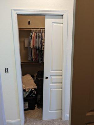 closet door ripped off of rail inside wall