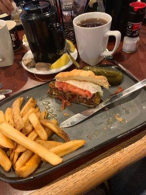 Garlic burger and fries