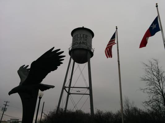 View from the memorial. The water tower serves as a good landmark.