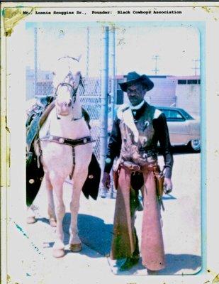 Oakland Black Cowboy Association - Lonnie Scoggings, Sr. and his horse Blazer.