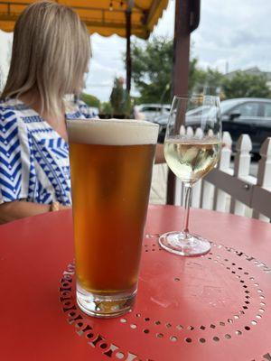 Local beer and a white wine.