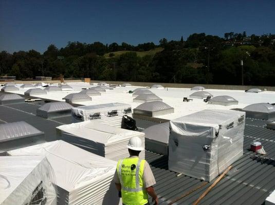 Our Commercial Division installing the roof at Foods Co - Oakland, CA