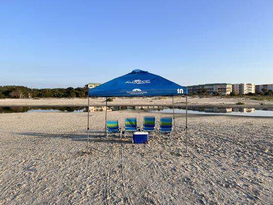 Beach set up in front of the Grand