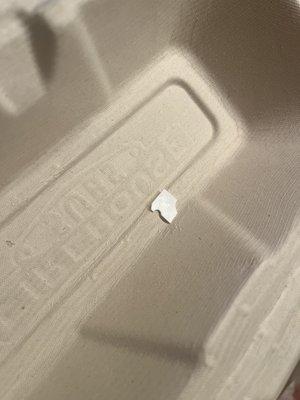 The half inch piece of white plastic found in my husband's sandwich.