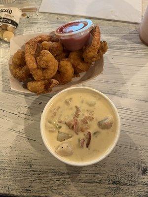 Fried Shrimp and Seafood Chowder