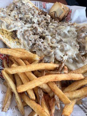 Cheesesteak-w/onions, mushrooms. Fresh & greasy, must try!