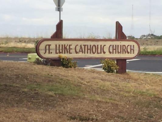 The front sign of the church