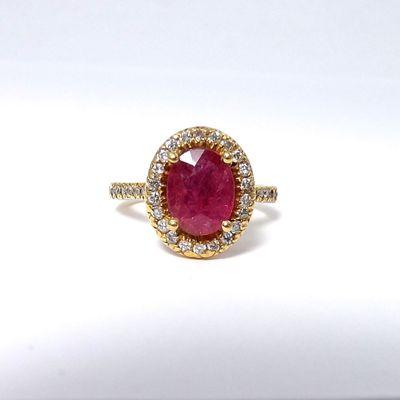 Ruby and Diamond Halo Ring