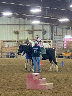 Daughter getting used to the horse