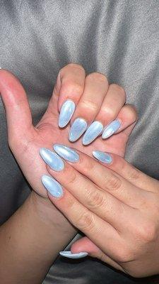 Blue chrome nails